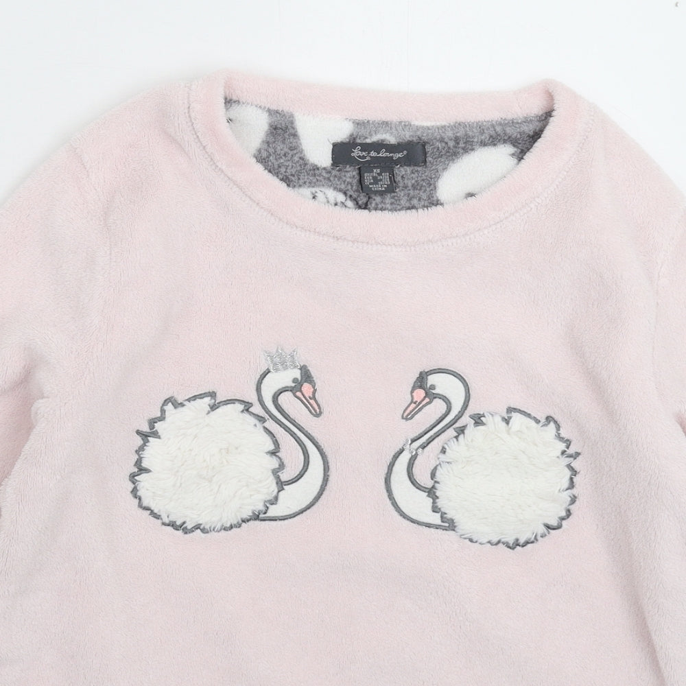 Primark Womens Pink Solid Fleece Top Pyjama Top Size 8