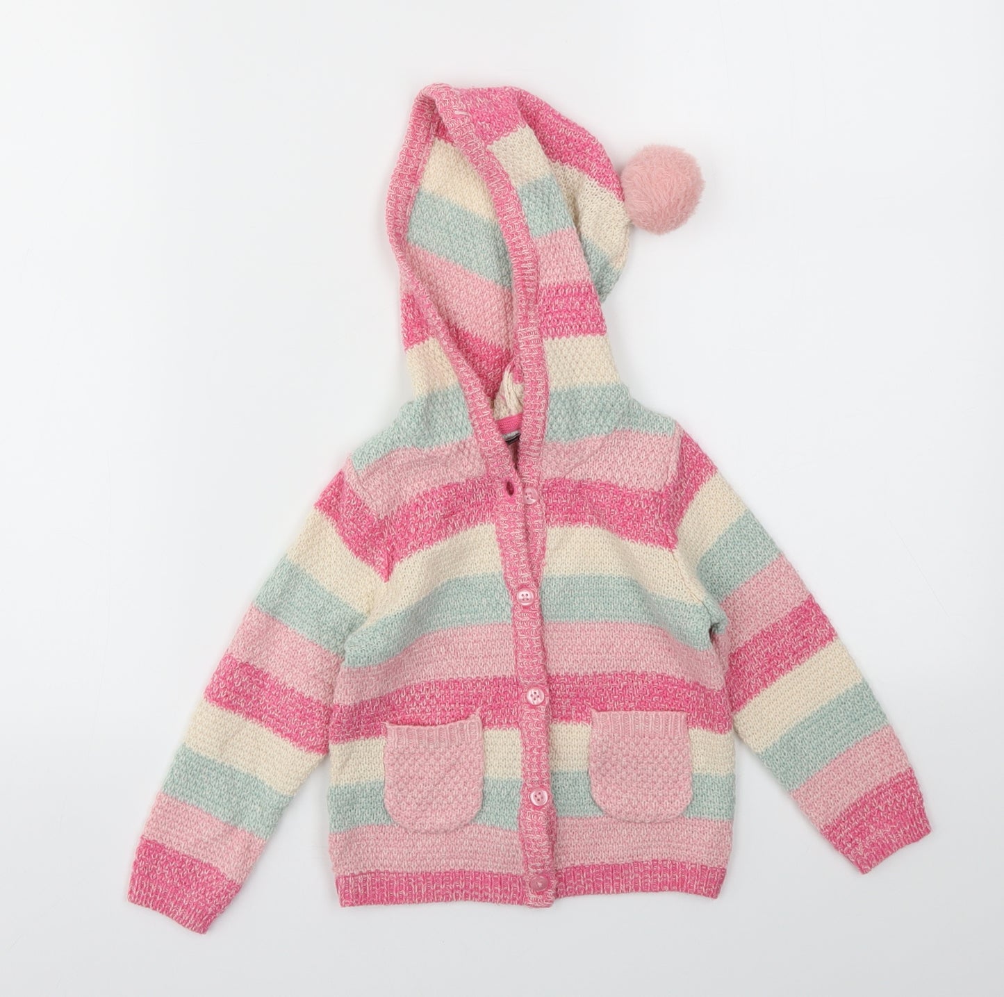 George Girls Multicoloured Striped  Cardigan Jumper Size 2 Years