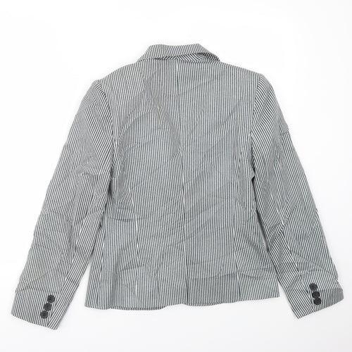 Preworn Womens Blue Striped  Jacket Blazer Size 10