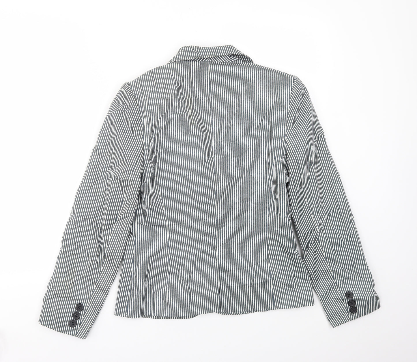 Preworn Womens Blue Striped  Jacket Blazer Size 10