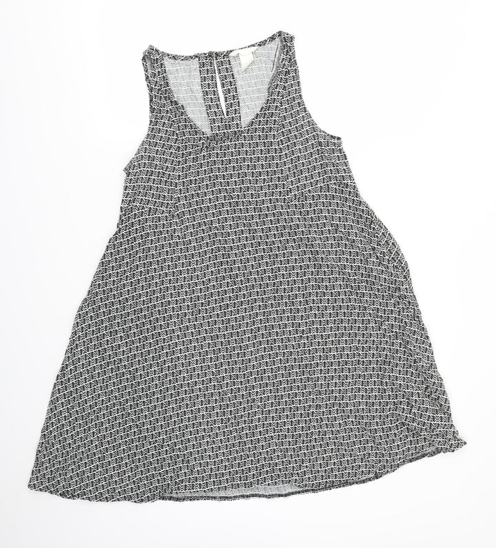 H&M Womens Black Geometric  Fit & Flare  Size 8