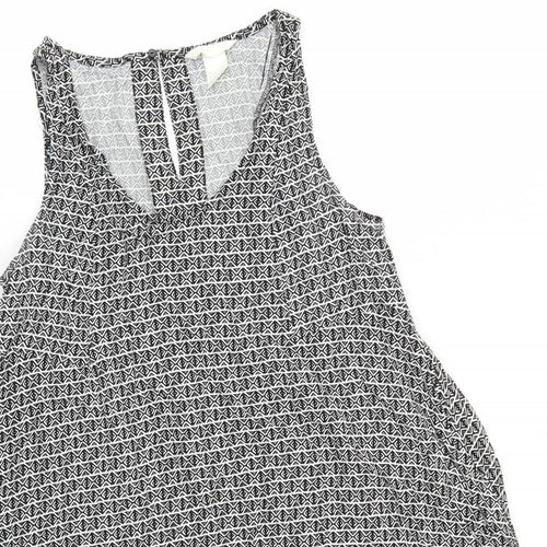 H&M Womens Black Geometric  Fit & Flare  Size 8