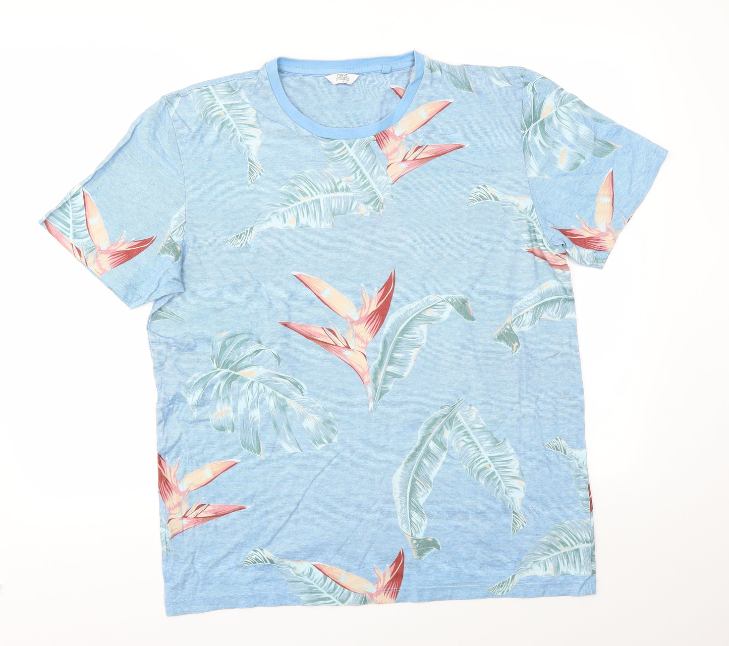 NEXT Mens Blue Floral   T-Shirt Size L