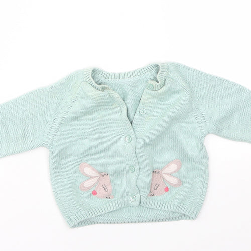 M&S Girls Green   Cardigan Jumper Size 3-6 Months