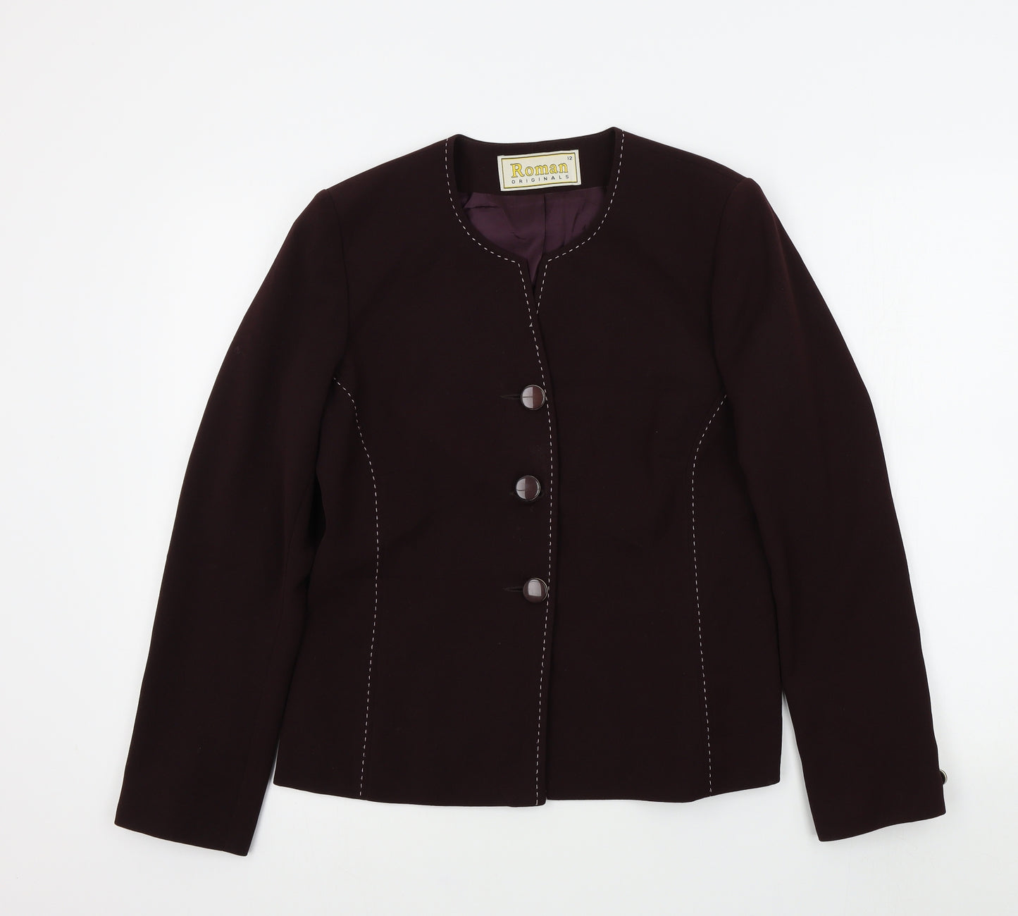 Roman Womens Brown Colourblock  Jacket Blazer Size 12