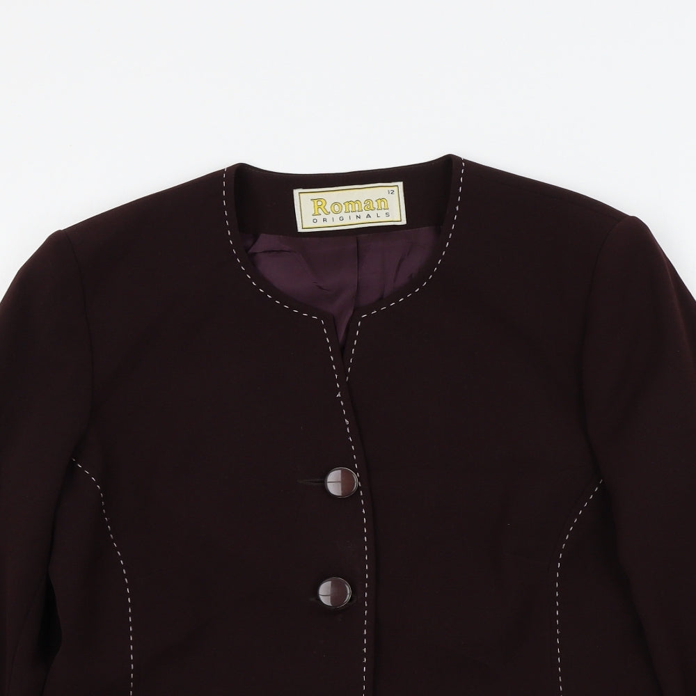 Roman Womens Brown Colourblock  Jacket Blazer Size 12