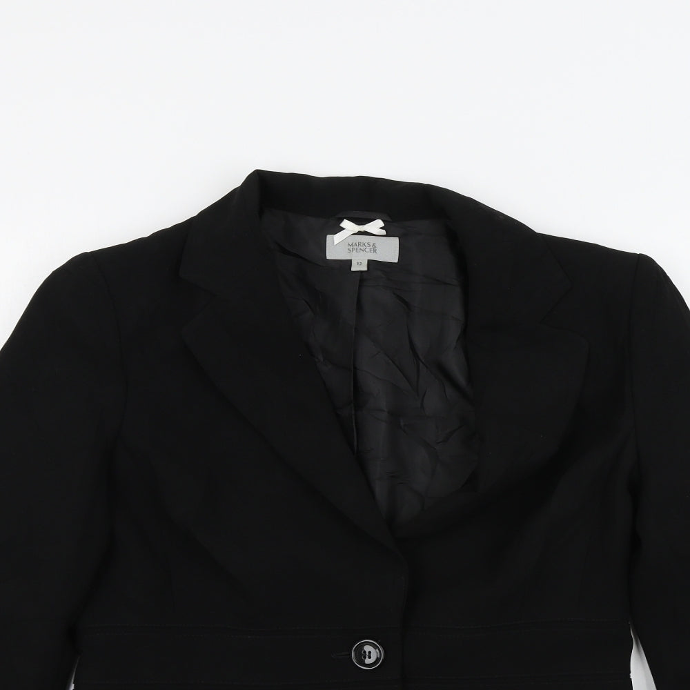 M&S Womens Black Colourblock  Jacket Blazer Size 12