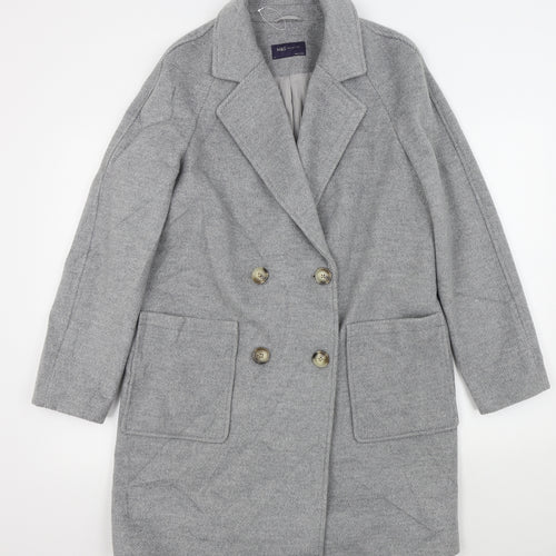 M&S Womens Grey   Overcoat Coat Size 12