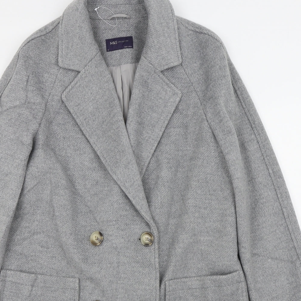 M&S Womens Grey   Overcoat Coat Size 12