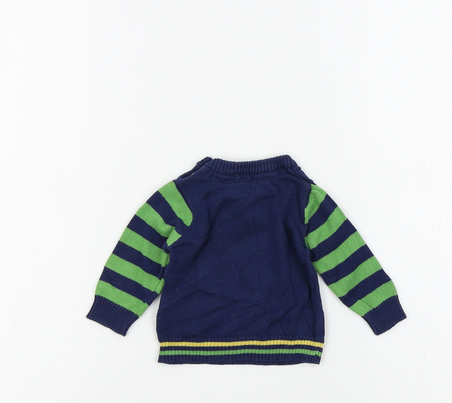 George Boys Blue Colourblock  Pullover Jumper Size 0-3 Months  - dinosaur