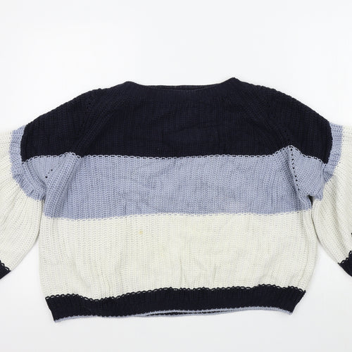 M&S Womens Blue Striped  Pullover Jumper Size M