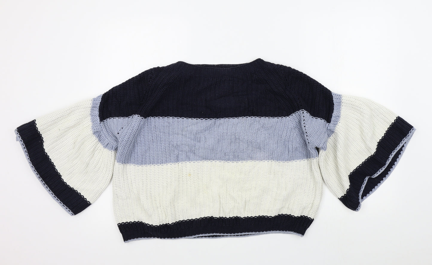 M&S Womens Blue Striped  Pullover Jumper Size M
