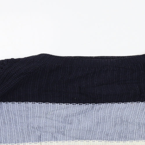 M&S Womens Blue Striped  Pullover Jumper Size M