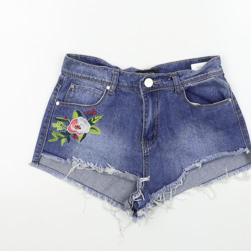 PRETTYLITTLETHING Womens Blue Colourblock  Bermuda Shorts Size 10