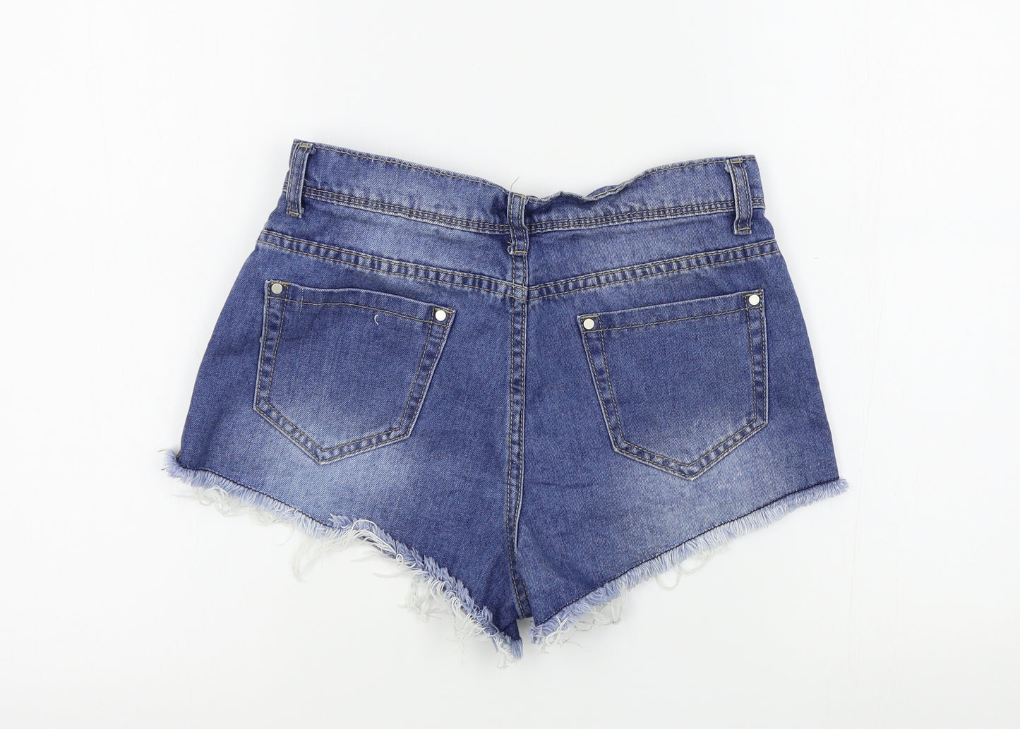 PRETTYLITTLETHING Womens Blue Colourblock  Bermuda Shorts Size 10