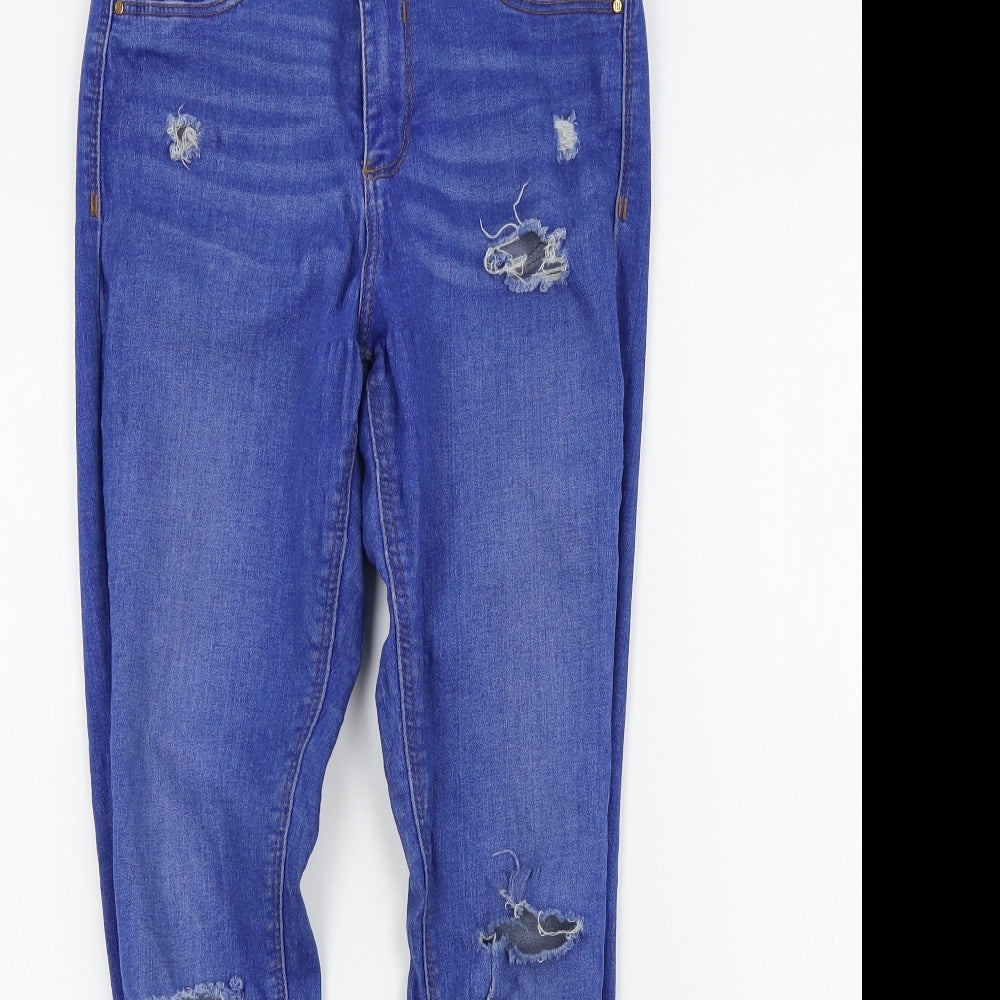 River Island Womens Blue   Skinny Jeans Size 8 L26 in - DISTRESSED