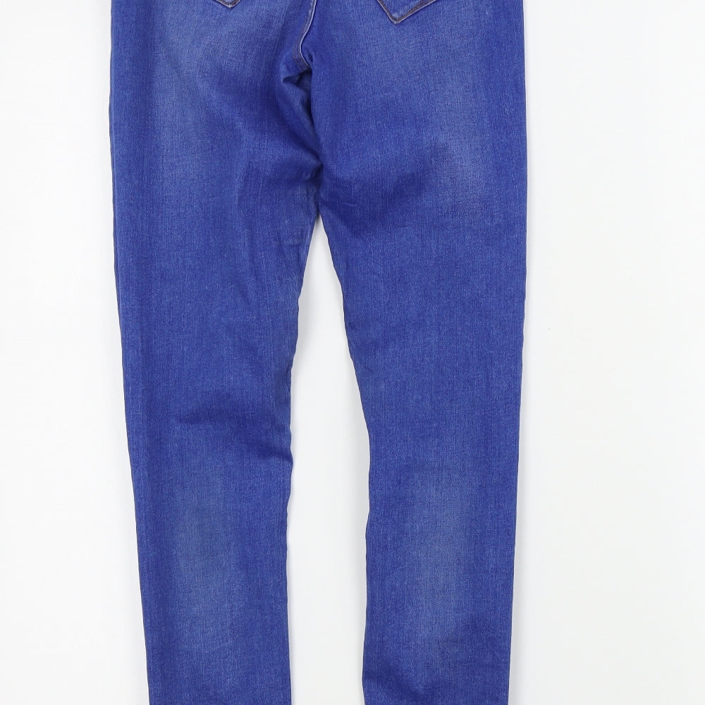 River Island Womens Blue   Skinny Jeans Size 8 L26 in - DISTRESSED