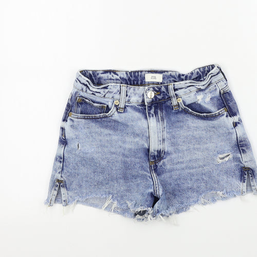 River Island Womens Blue Colourblock  Bermuda Shorts Size 6 - DISTRESSED