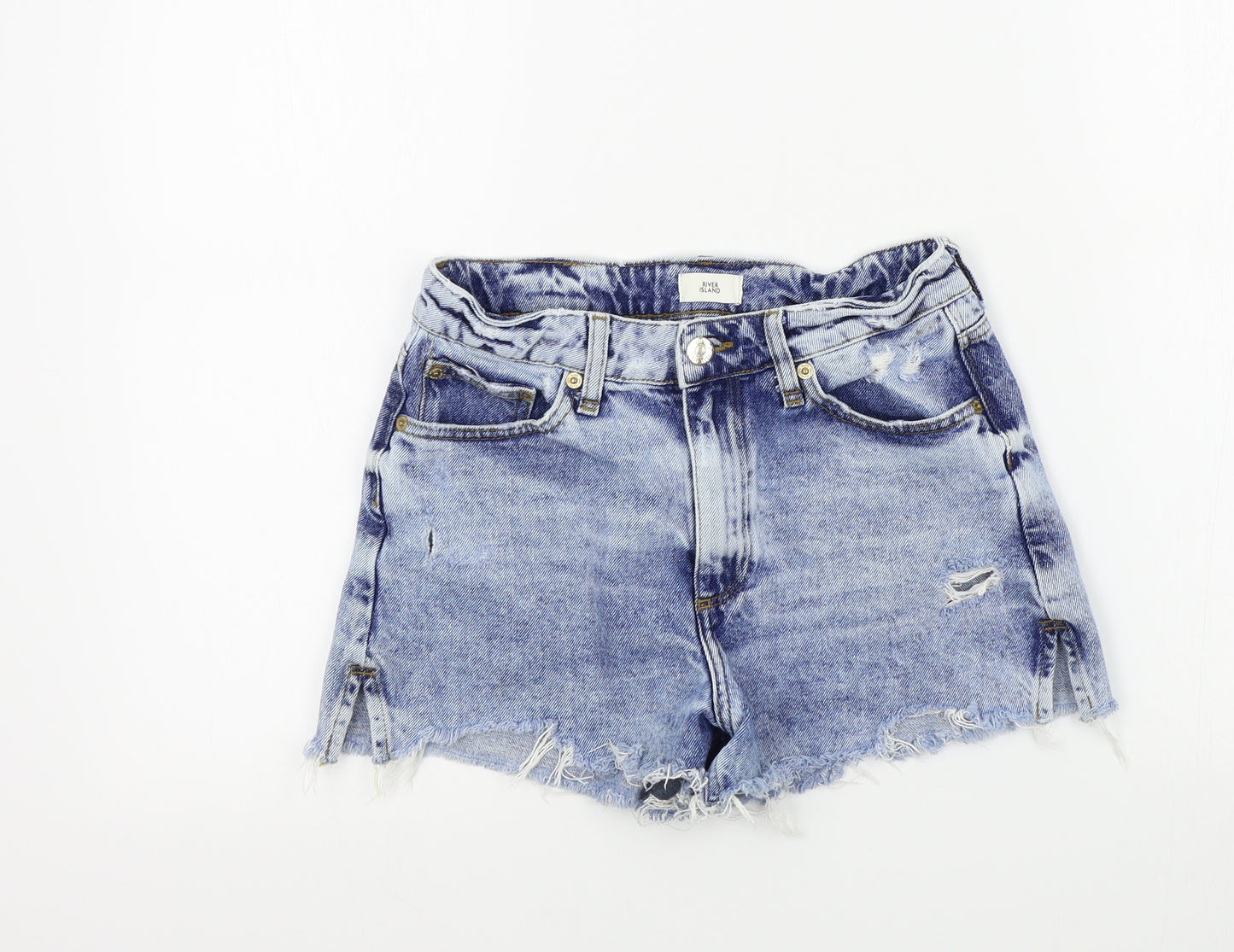 River Island Womens Blue Colourblock  Bermuda Shorts Size 6 - DISTRESSED
