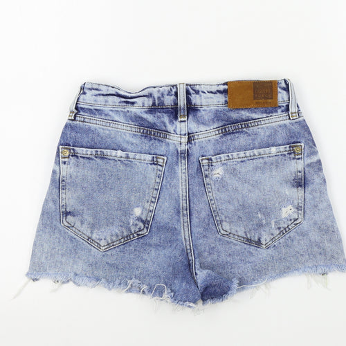 River Island Womens Blue Colourblock  Bermuda Shorts Size 6 - DISTRESSED