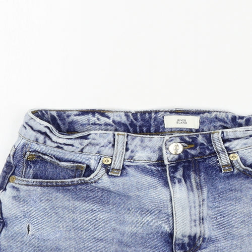 River Island Womens Blue Colourblock  Bermuda Shorts Size 6 - DISTRESSED