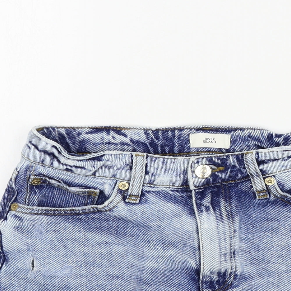 River Island Womens Blue Colourblock  Bermuda Shorts Size 6 - DISTRESSED