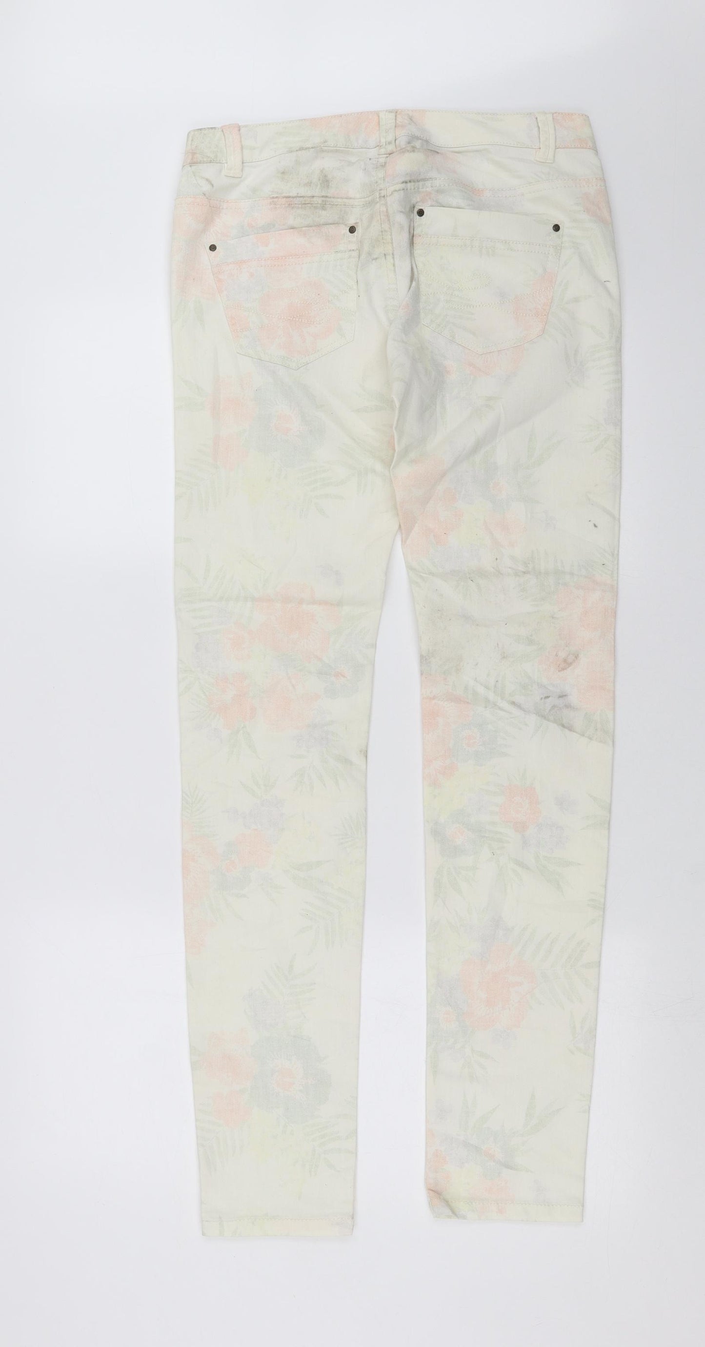 Esprit Womens Ivory Floral Denim Skinny Jeans Size 10 L32 in - super skinny