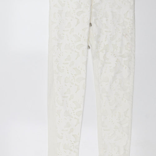 GUIDANCE Womens White Floral  Trousers  Size S L30 in
