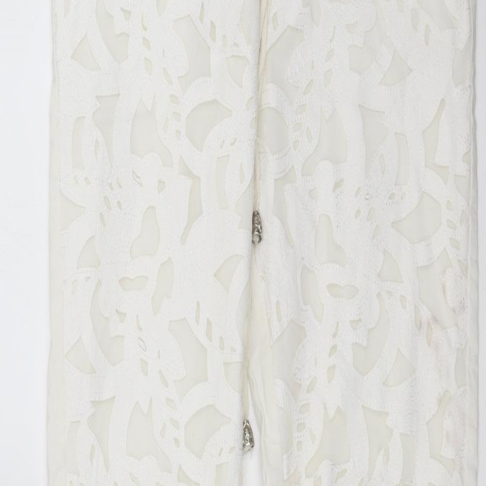 GUIDANCE Womens White Floral  Trousers  Size S L30 in