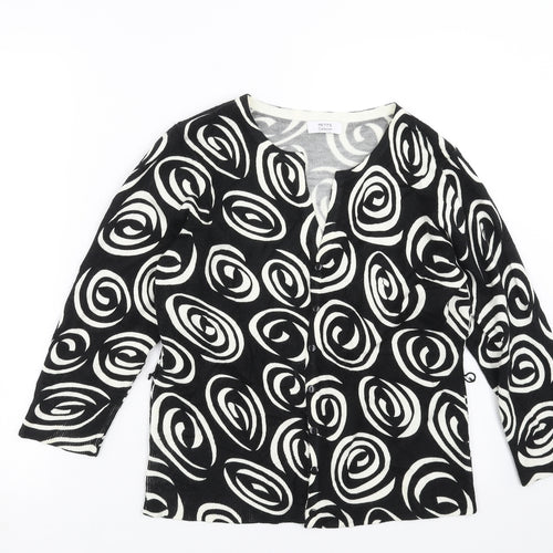 Debenhams Womens Black Geometric Knit Cardigan Jumper Size 14