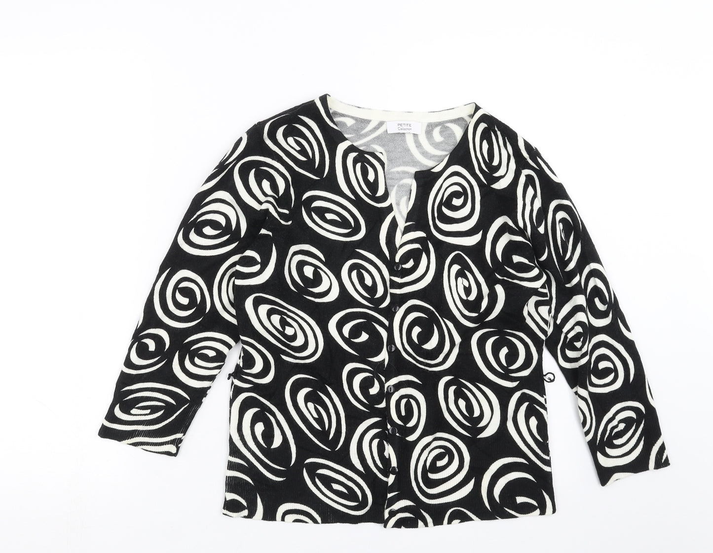 Debenhams Womens Black Geometric Knit Cardigan Jumper Size 14