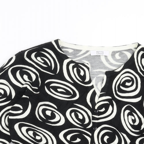 Debenhams Womens Black Geometric Knit Cardigan Jumper Size 14