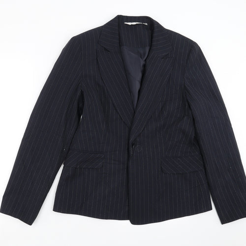 YFN Collection Womens Blue Striped  Jacket Suit Jacket Size 16