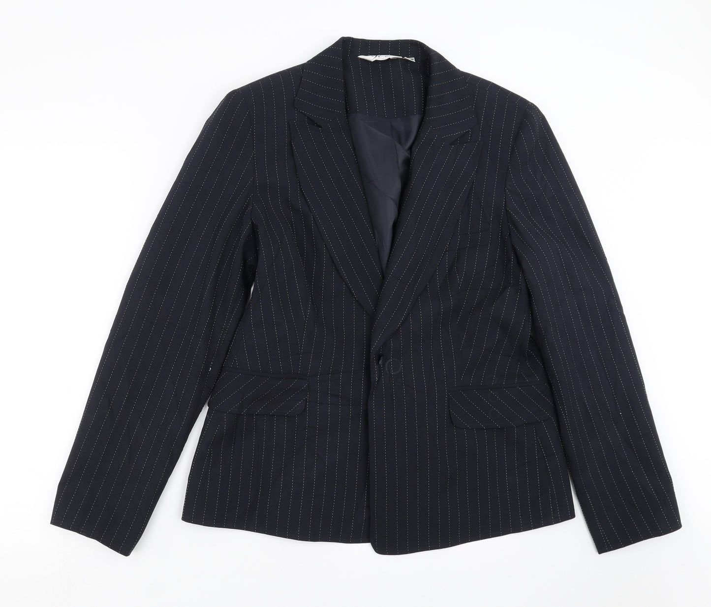 YFN Collection Womens Blue Striped  Jacket Suit Jacket Size 16