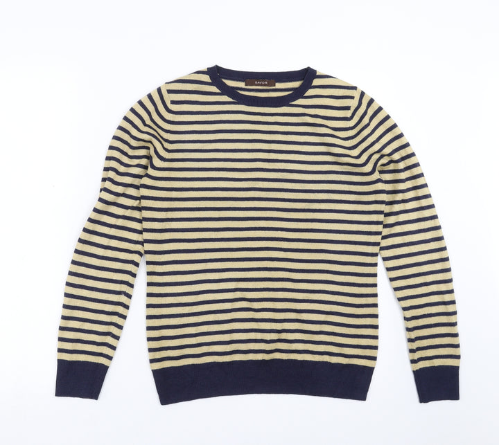 Savoir Womens Beige Striped Knit Pullover Jumper Size 10