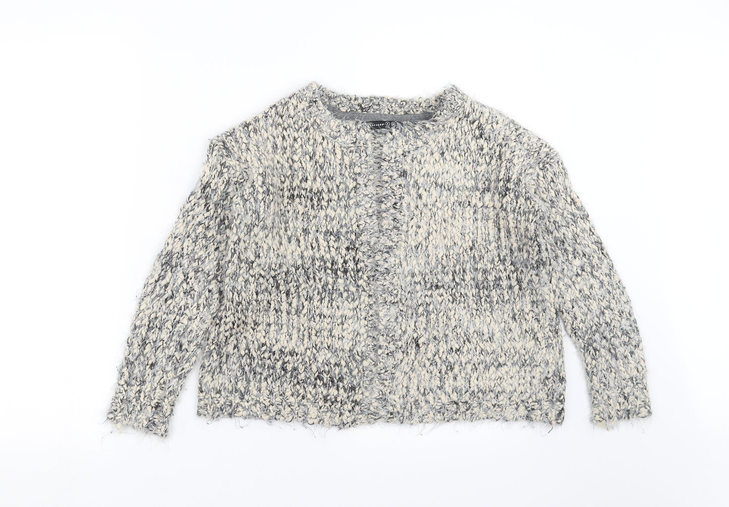 Primark Womens Grey  Knit Cardigan Jumper Size 8  - fluffy