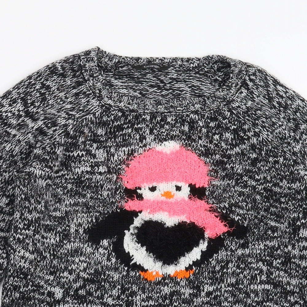 George Girls Black  Knit Pullover Jumper Size 13-14 Years  - PENGUIN