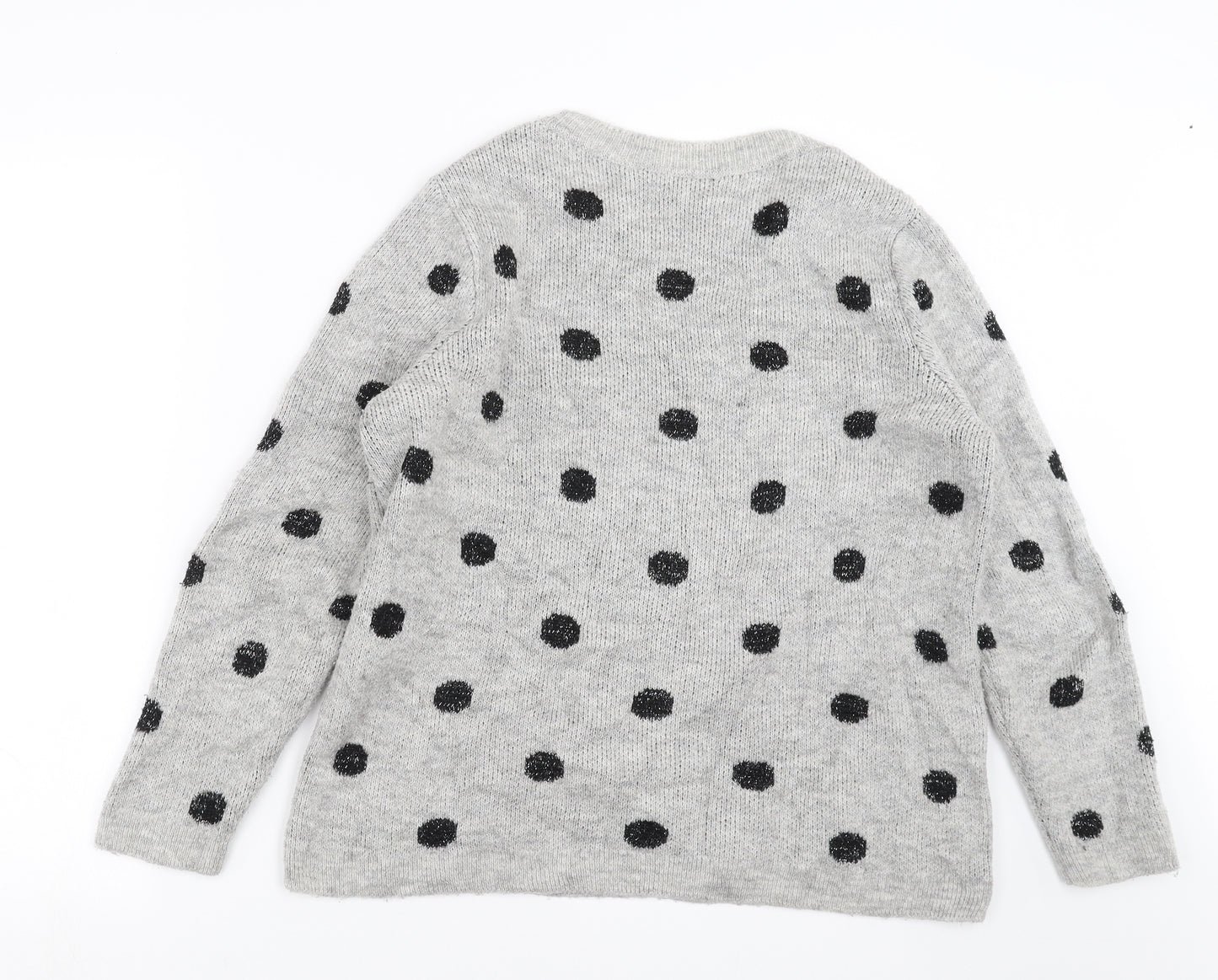 M&Co Womens Grey Polka Dot Knit Pullover Jumper Size 14  - bonjour