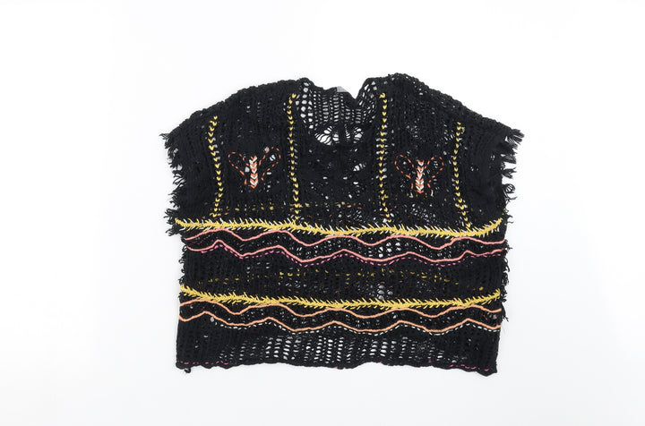 NEXT Girls Black Knit Pullover Jumper Size 7 Years