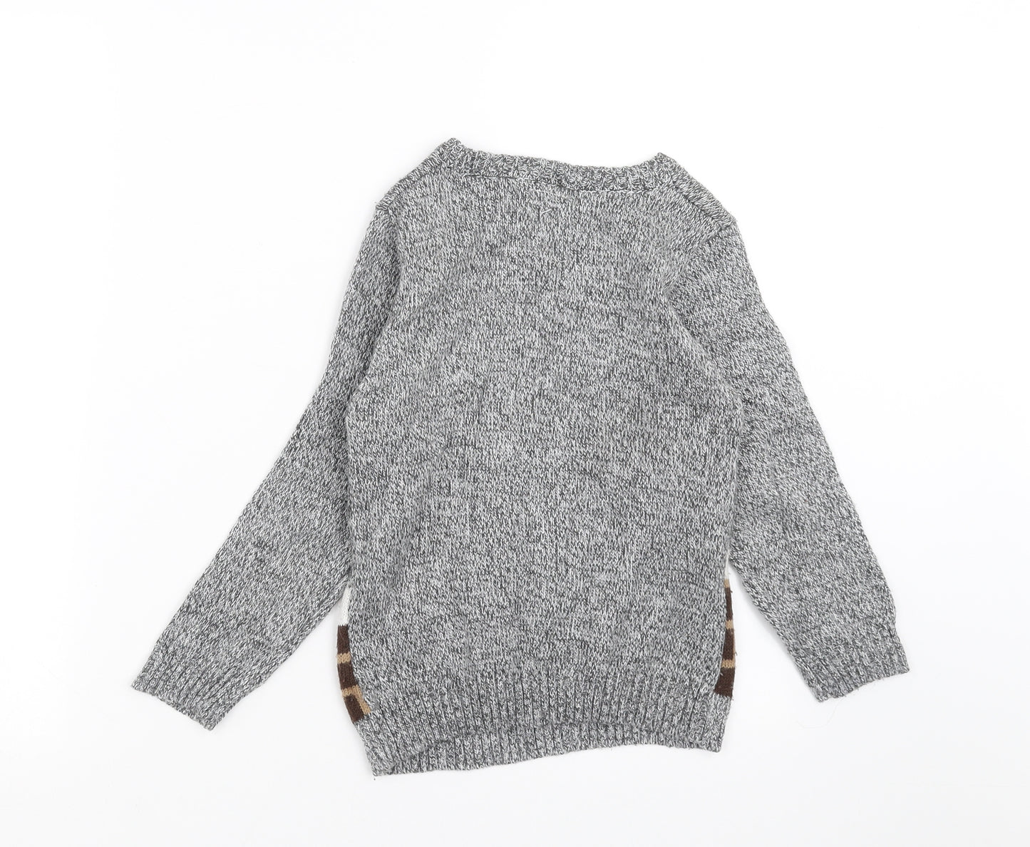 F&F Boys Grey  Knit Pullover Jumper Size 6-7 Years  - christmas