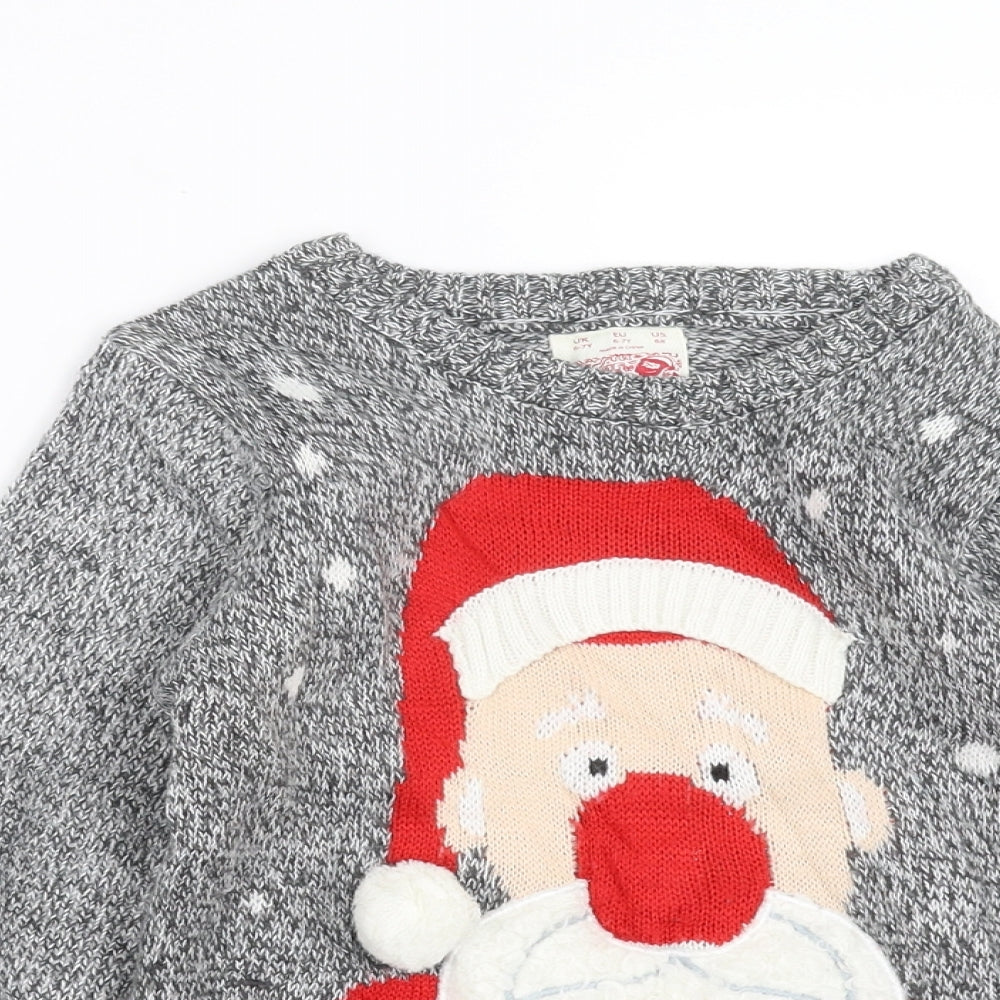 F&F Boys Grey  Knit Pullover Jumper Size 6-7 Years  - christmas