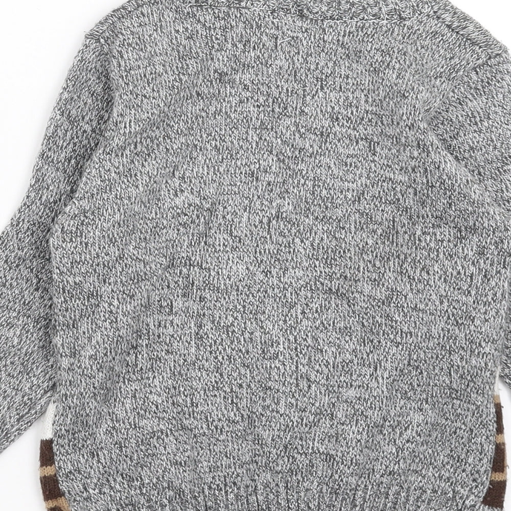 F&F Boys Grey  Knit Pullover Jumper Size 6-7 Years  - christmas