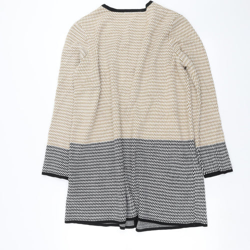 TU Womens Beige Geometric  Cardigan Jumper Size 16