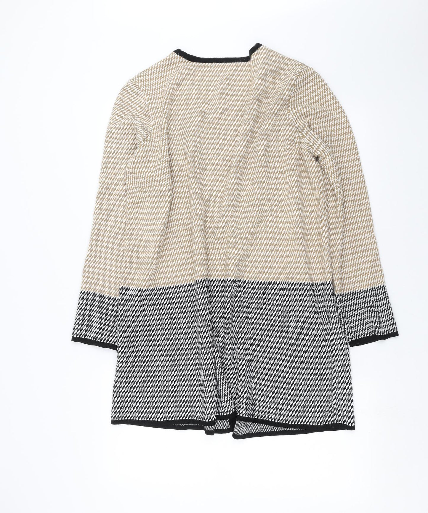 TU Womens Beige Geometric  Cardigan Jumper Size 16