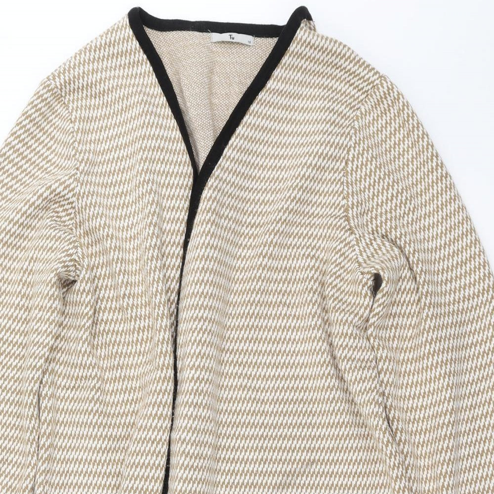 TU Womens Beige Geometric  Cardigan Jumper Size 16