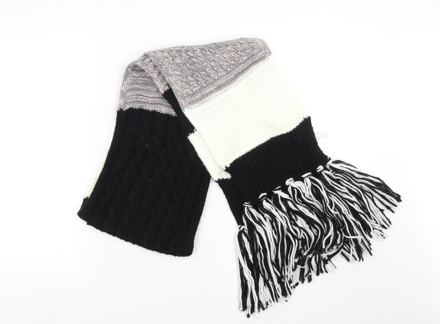 F&F Womens Black  Knit  Scarf   - cable knit