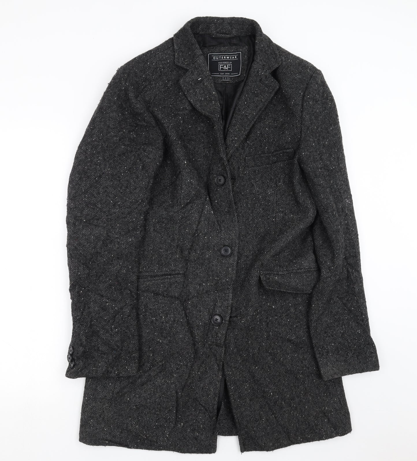 F&F Mens Black   Jacket Coat Size S