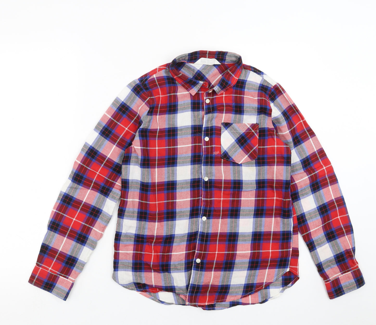 H&M Boys Red Plaid  Basic Button-Up Size 11-12 Years