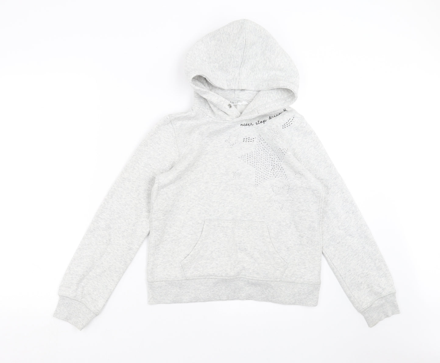 H&M Girls Grey   Pullover Hoodie Size 11-12 Years  - stars