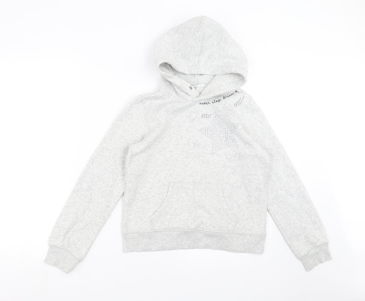 H&M Girls Grey   Pullover Hoodie Size 11-12 Years  - stars